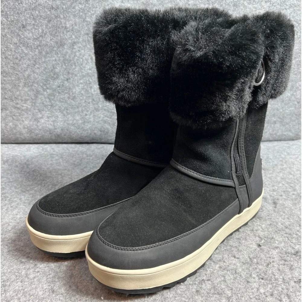 Koolaburra by UGG Womens Black Suede Faux Fur Winter Boots Snow Boots Size 6
